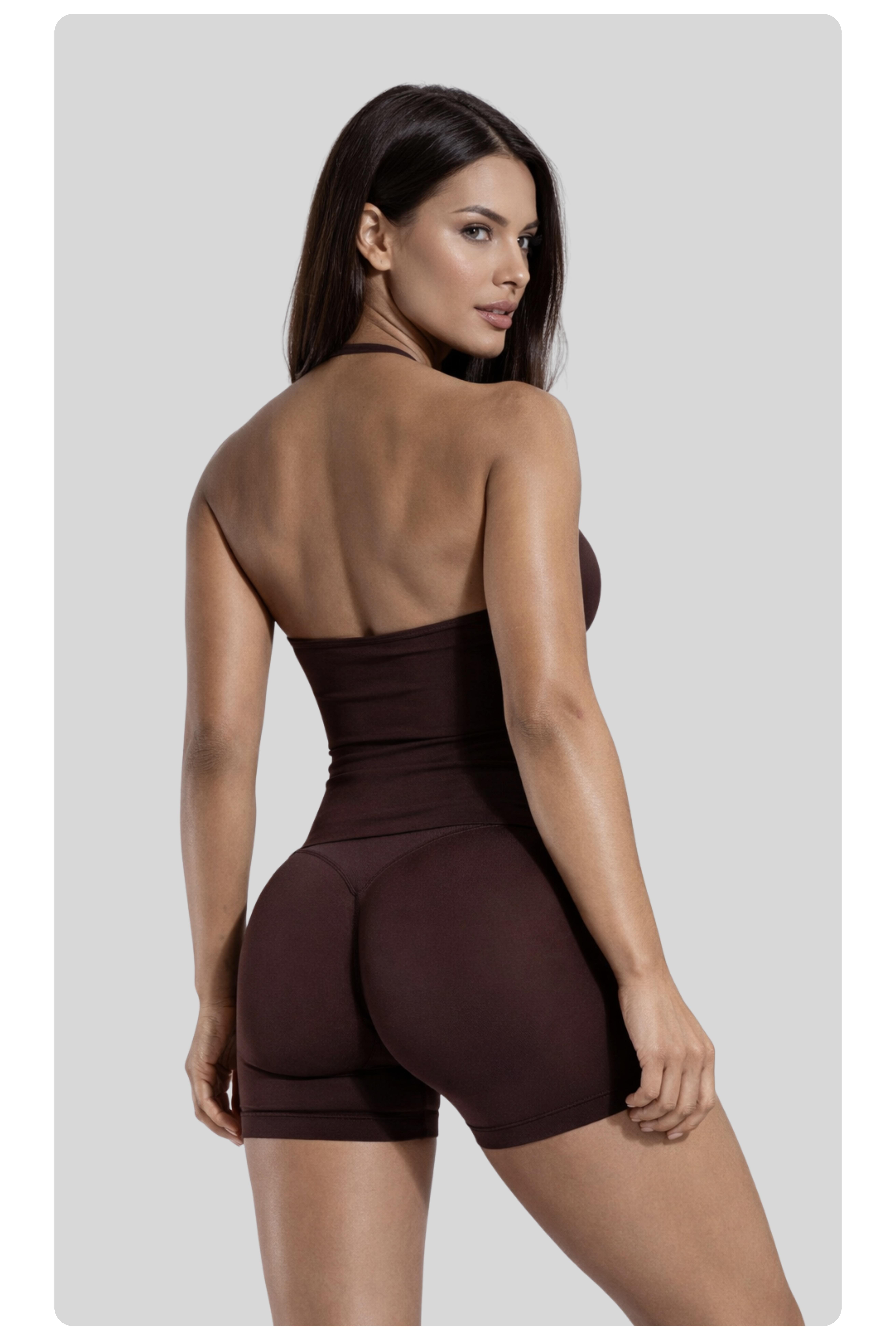 Coral Canton Longline Backless Halter Top