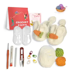 Crochet Starter Kit,  Beginner Crochet Kit for Adults with Hook, Yarn, Polyester, Stitch Markers,  - Mixed 6 Piece Gift Easter