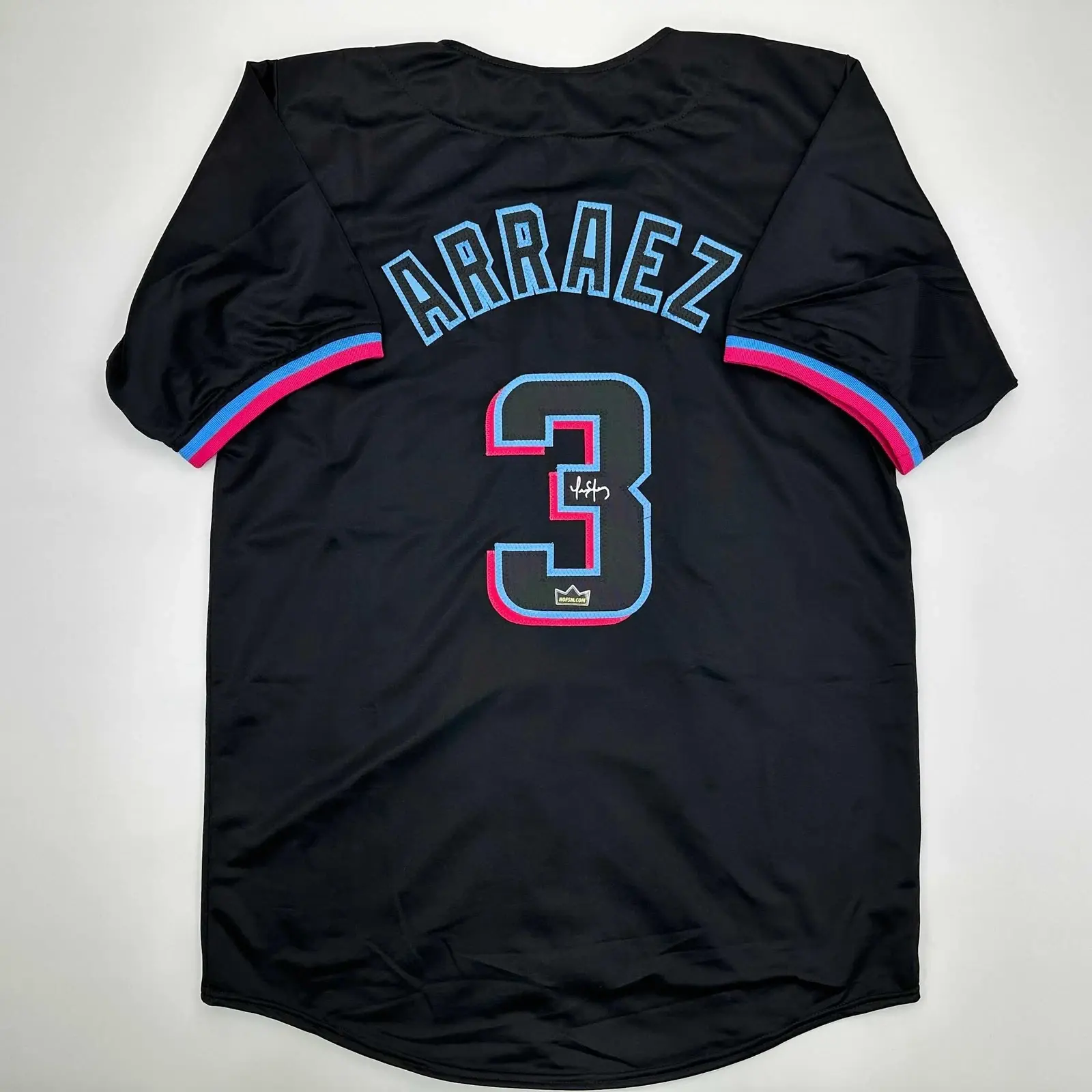 Facsimile Autographed Luis Arraez Miami Black Reprint Jersey