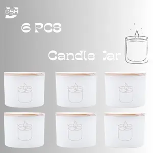 18 OZ Thick Candle Jars for Making Candles 6 Pcs, Matte White with Wood Lids, Sample Container - Bottles, Tin