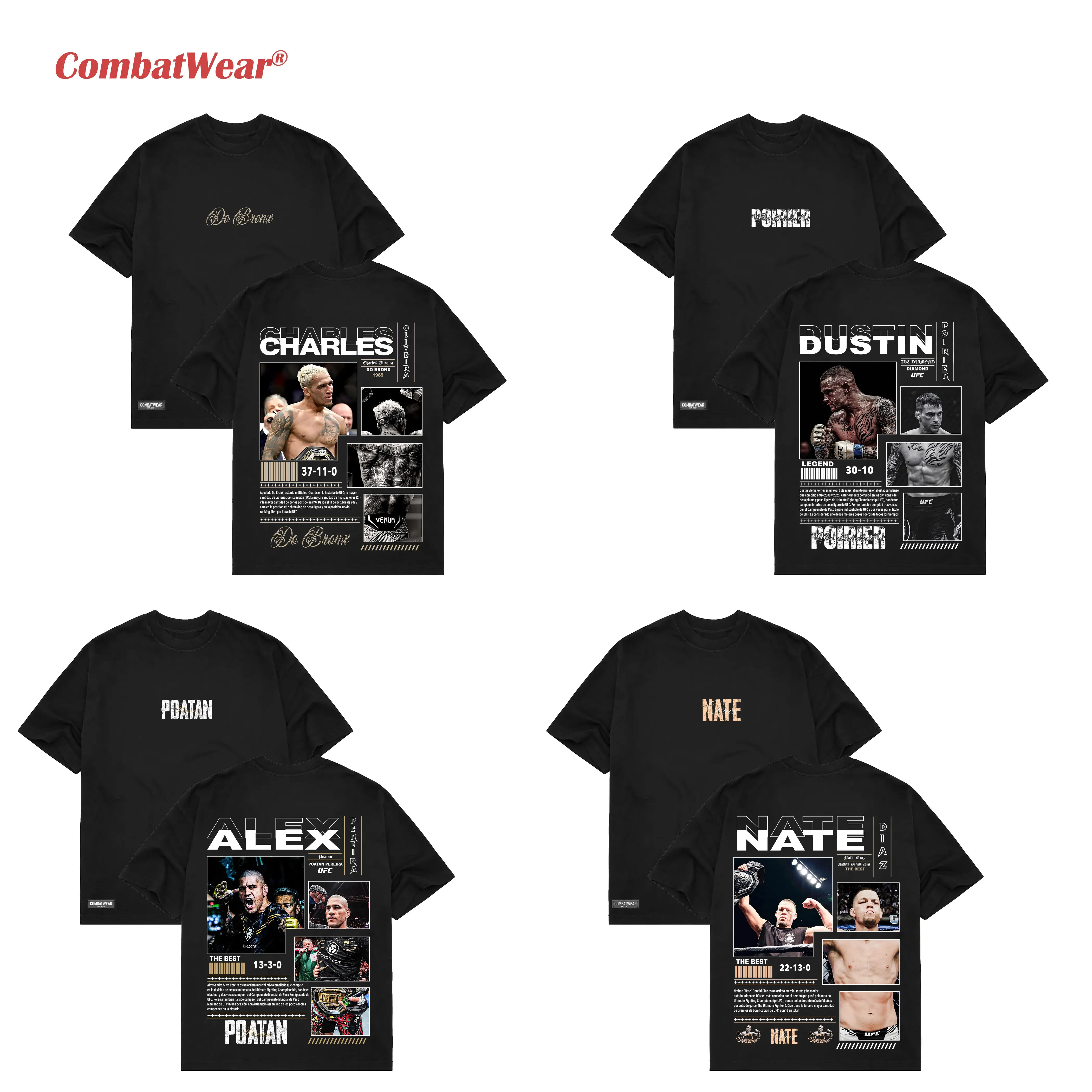 COMBATWEAR UFC FIGHTERS COLLECTION TEE, MMA Graphic Tee, UFC Champion Shirt, Gym Wear, Gift for Fighters, Sports Apparel Menswear summervibes