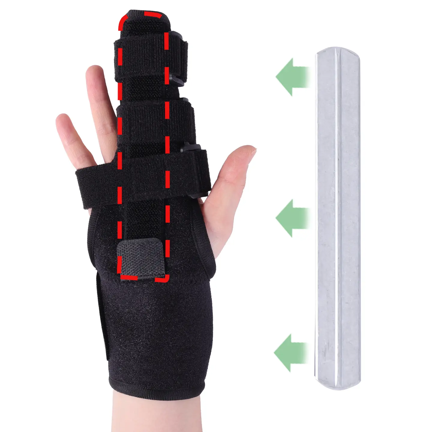 Adjustable Finger Wrist Splint Brace with Detachable Aluminum Support, Breathable Perforated Neoprene Finger Stabilizer, Ambidextrous Multi-Finger Support with Adjustable Straps for Daily Office and Sleep Use