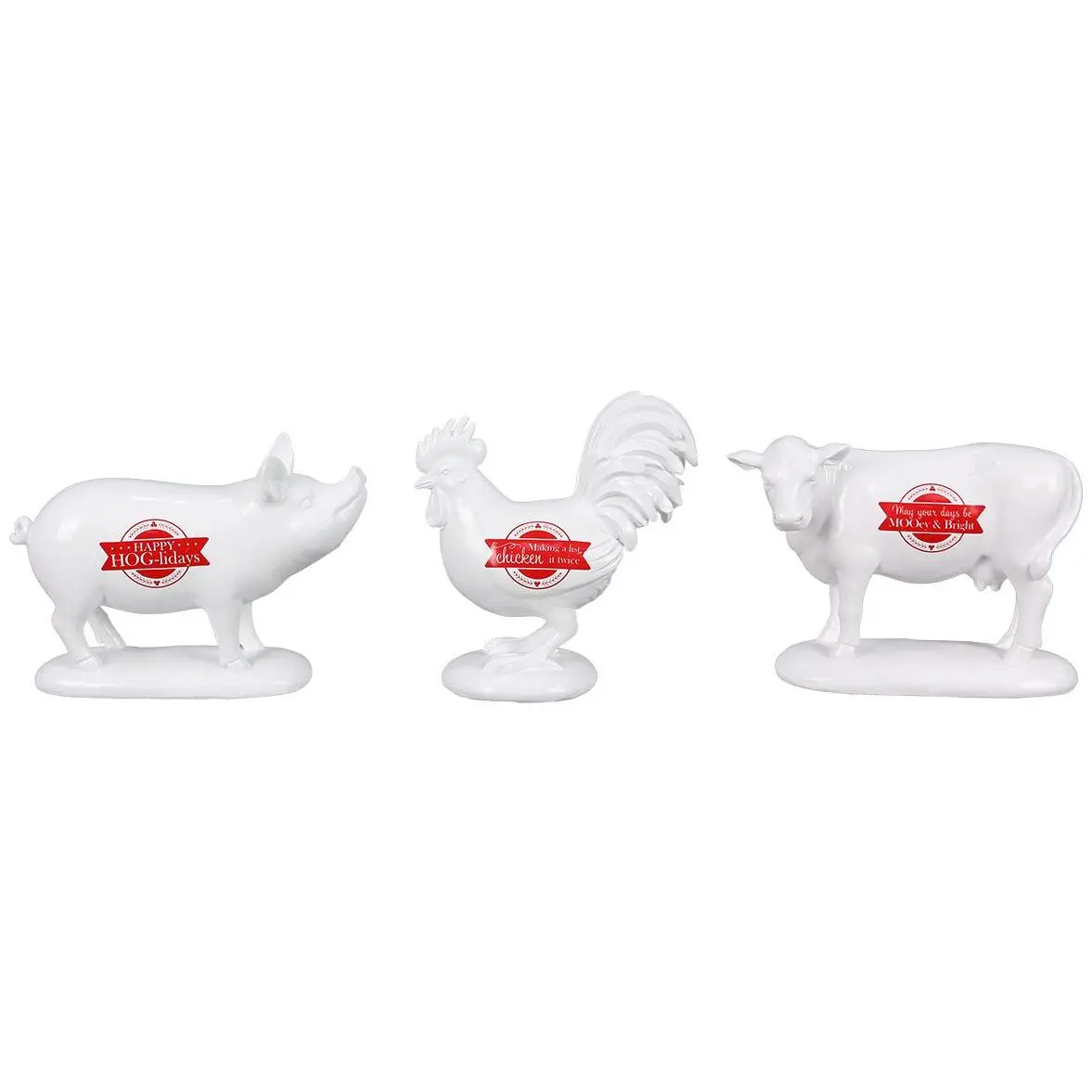 Young's Set of 3 Resin Country Christmas Tablet op Animals