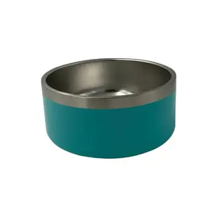 64Oz Stainless Steel Double Walled Dog Bowls with Rubber Slip Proof Ring on Bottom for Pet Feeding
