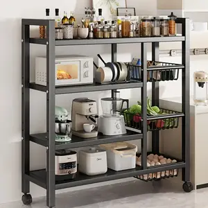 Vegetable Storage Rack 、Tool storage rack – Metal construction featuring adjustable shelves and storage baskets; suitable for laundry rooms, bathrooms, kitchens, and pantries