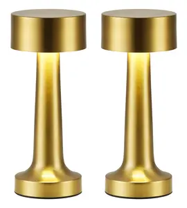 Cordless LED Gold Small Table Lamps Set of 2, Portable Rechargeable 4000mAh Battery Operated Desk Lamp, 3 Color Stepless Dimming for Restaurant, Bedside, Kids, Outdoor, Bar, Night Light, Gift #Summervibes outdoorfun