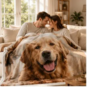 Personalized Pet Photo Blanket bath towel | Custom Dog & Cat Picture Blanket | Ultra Soft Flannel Throw | Memorial Gift for Pet Lovers | Made in USA