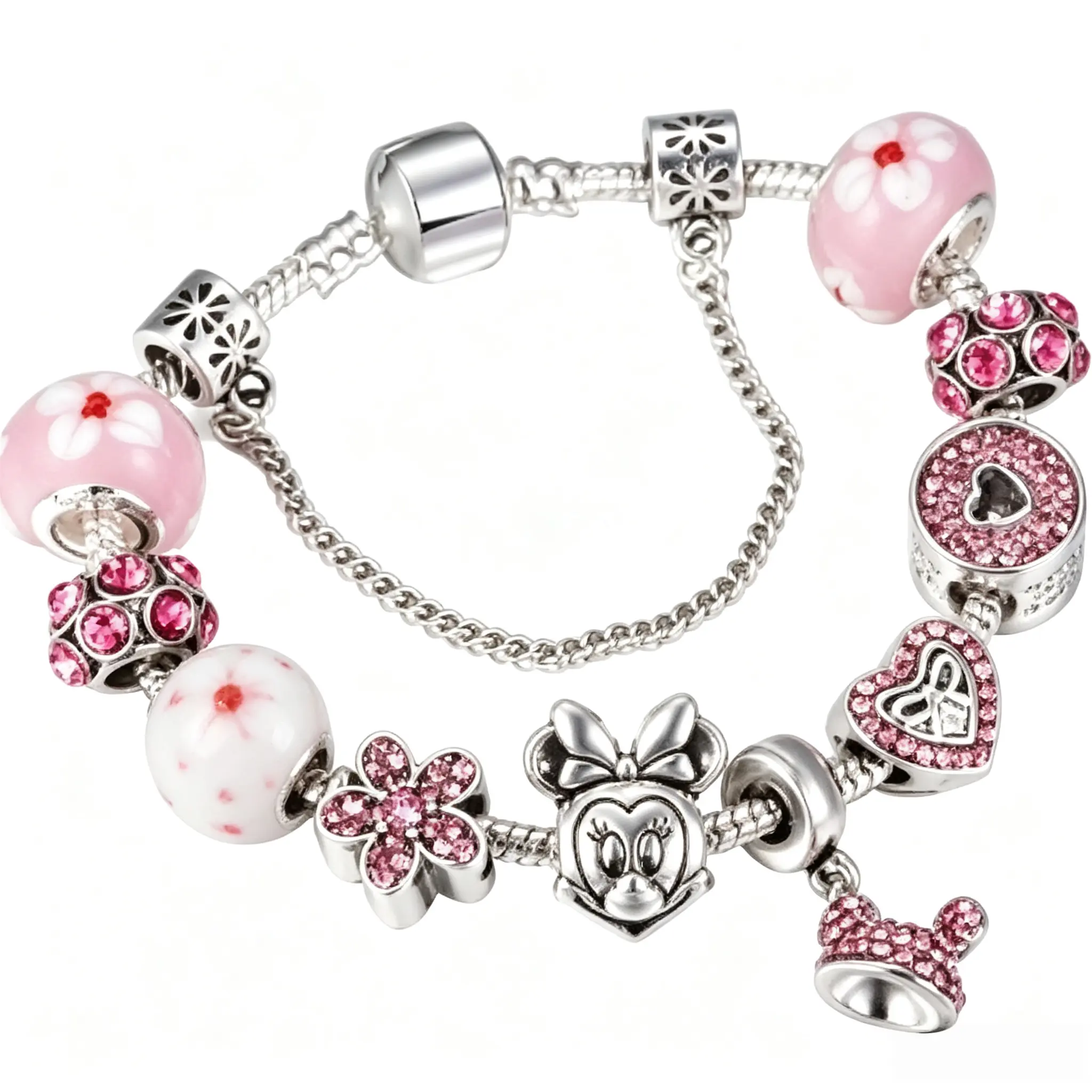 Disney Minnie Bracelet, Cute Cartoon Character Wrist Jewelry, Fashion Decorative Accessory for Girls Teens Fans Daily Party Wear
