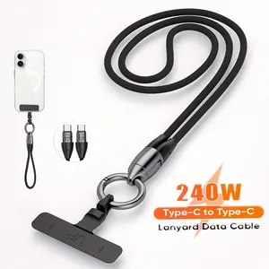 2 in 1 Anti-Lost Wristband with USB-C Charging & Data Cable, 240W Fast Charing Cable Lanyard, Colorful Braided Lanyard, Short Wrist Strap For iPhone 17/16/15, Samsung and Android Devices