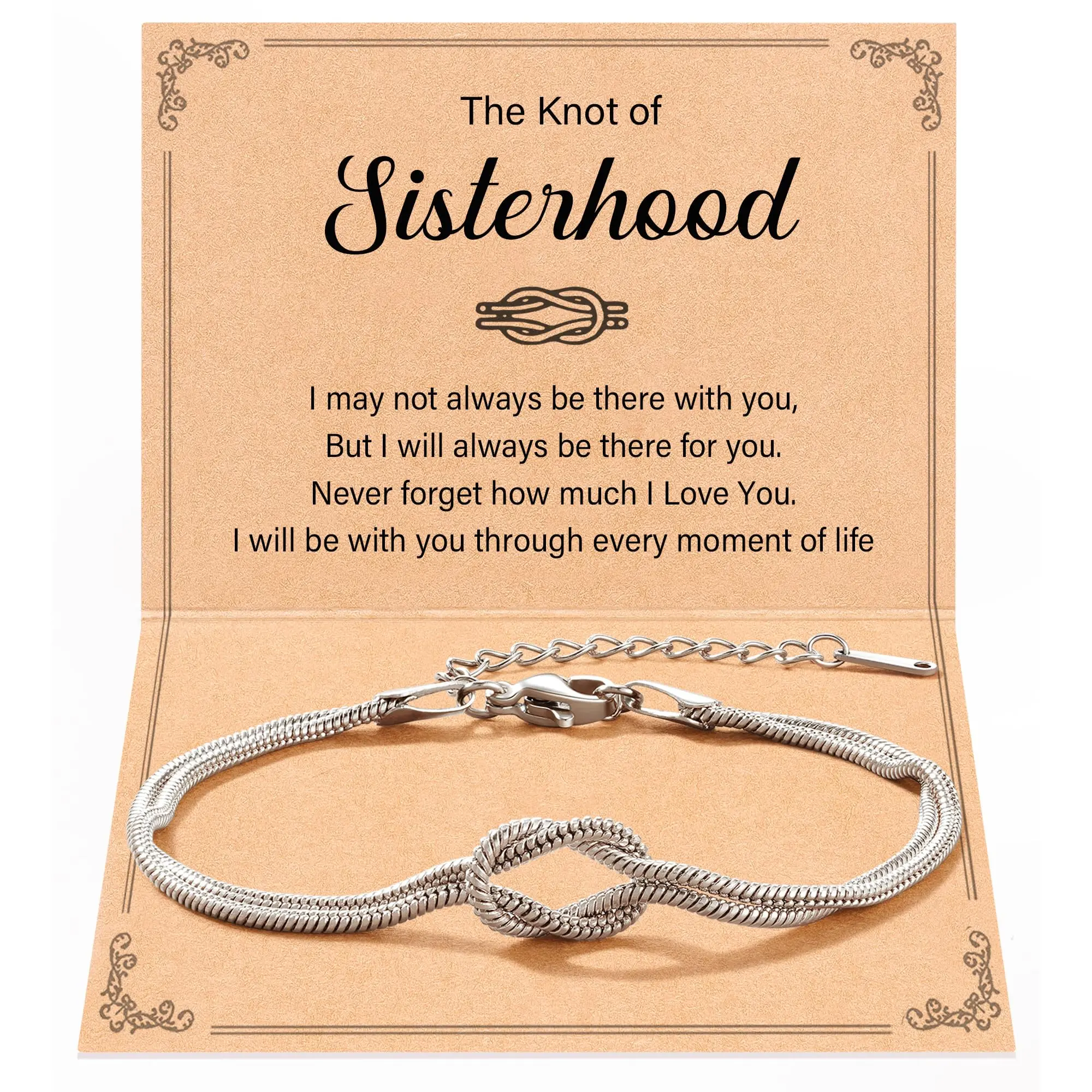 Love Knot Sister Bracelet, Sister Birthday Mothers Day Christmas Valentines Jewelry Gifts for Sisters Women
