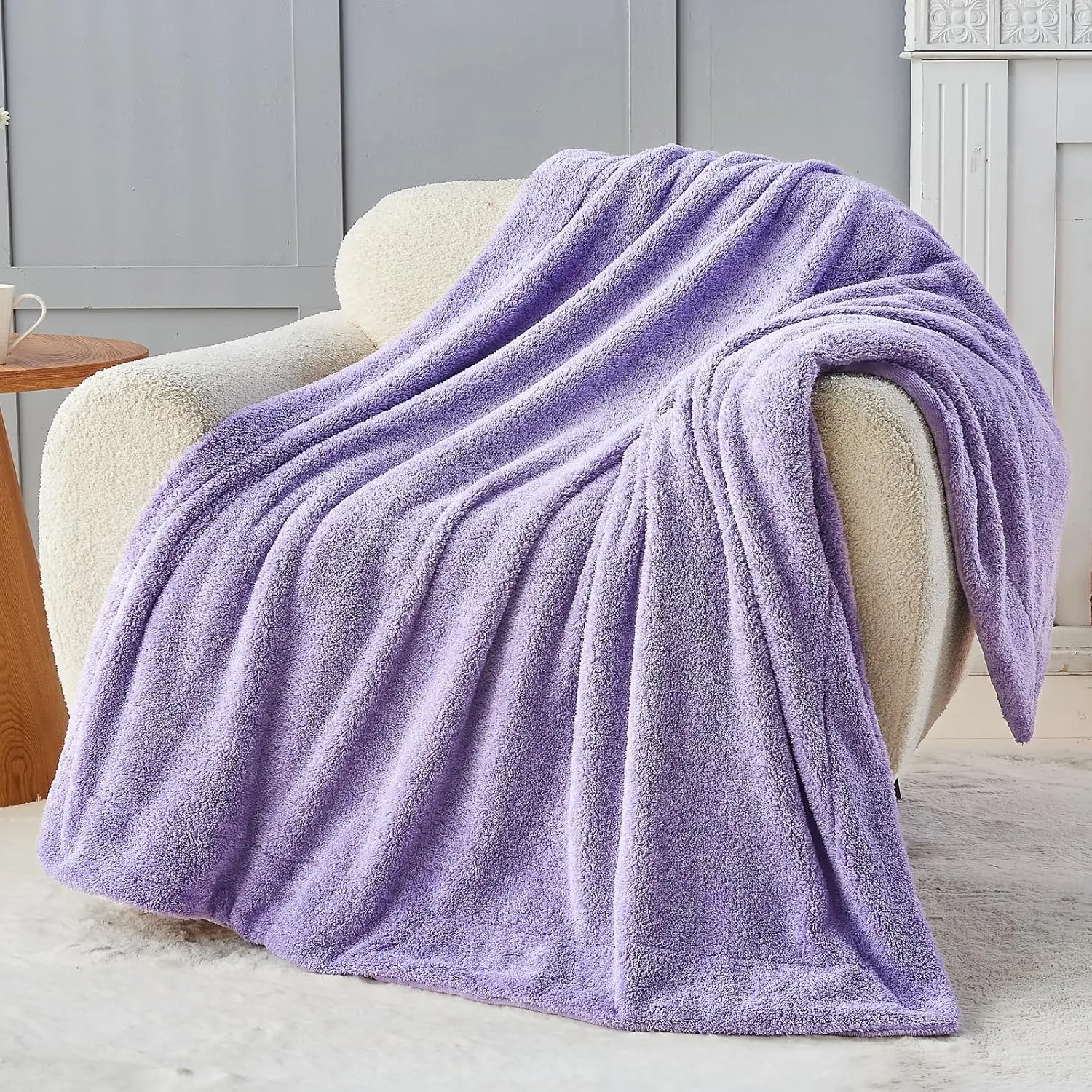Lavender Soft Plush Microfiber Flannel Couch Throw Blanket - 50"x60", Durable Thick Winter Blanket, Machine Washable for Modern Home, Valentine/Father's Day Birthday Gift, Warm Plush