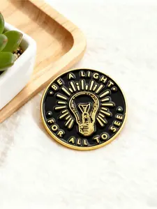 Inspirational Enamel Pin | "Be a Light for All to See" Light Bulb Brooch | Motivational Lapel Pin for Optimists & Leadership Enthusiasts | Gift for Positivity Fans & Elegant Aesthetic Lovers | Durable Metal Pins