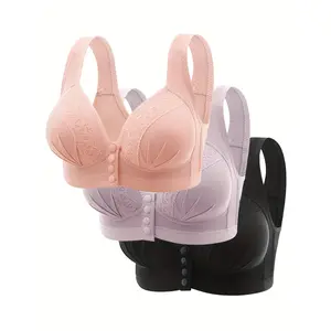 A Set of Three Pieces, Lace, Back Closure, Adjustable, Wire-Free, Gathers, Comfortable, Bra