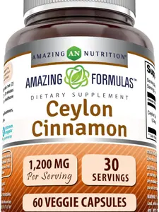 Amazing Formulas Ceylon Cinnamon Supplement | 1200 Mg Mg | 60 Vegetarian Capsules | Non-GMO | Gluten-Free | Made in USA
