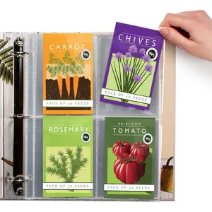 200 Pockets Seed Storage Organizer Sleeves (50 Pack) Slot Size 3.5x5, 4 Pocket Garden Seed Organizer, Clear Sleeves for Seed Packet Storage, Seed Keeper, Seed Organizer Binder