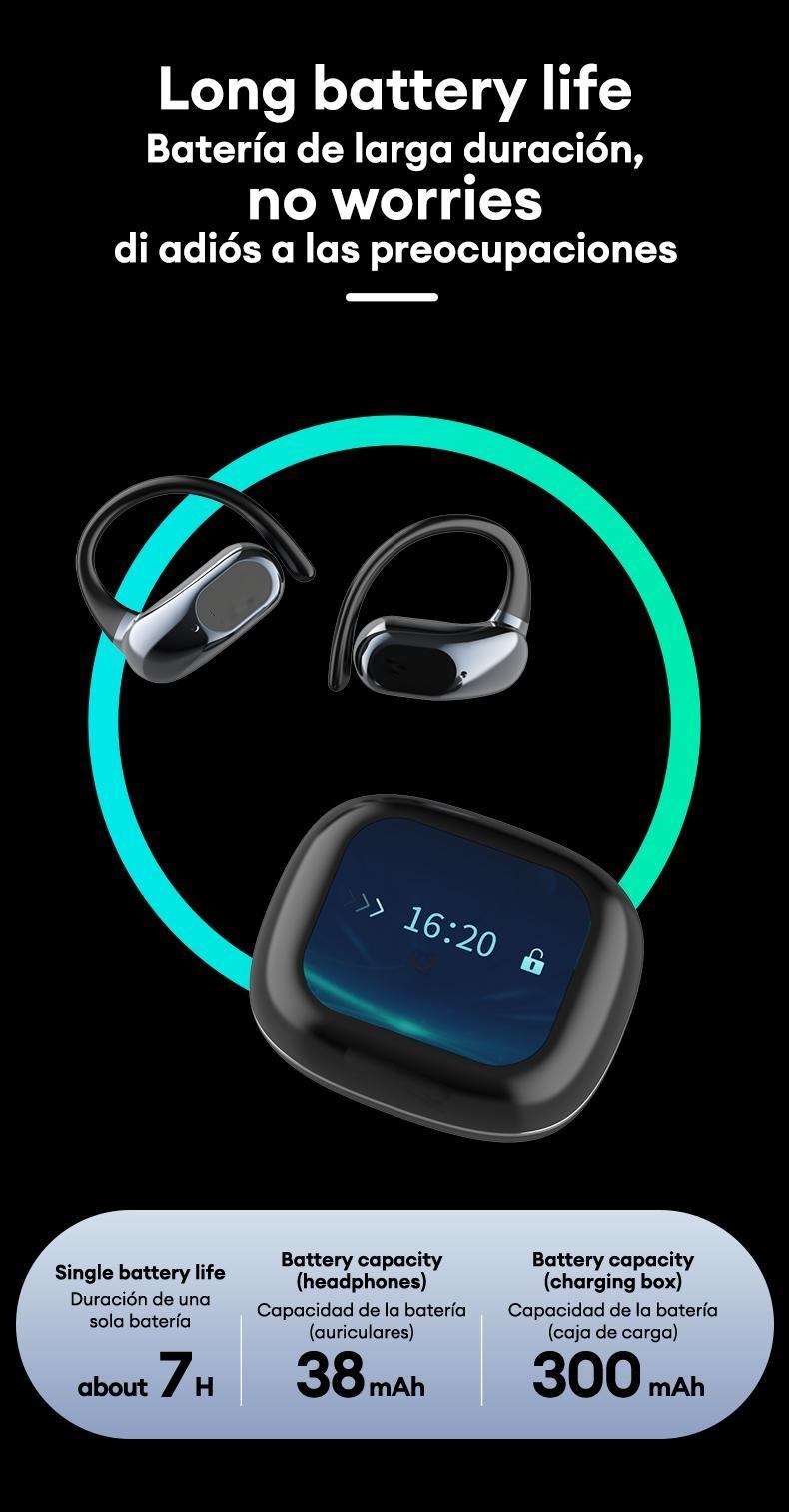 OpenAir Uitra  OWS Earbuds Full Color Touch Display Multifunctional Earbuds ENC Call Noise Canceling Headset Light-Weight Headphones with Mic