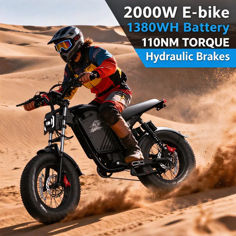 YOULON Adult All Terrain Ebike - 2000W Peak Output, 60V 23Ah 60W & Above Battery, 35-70 mi Range, 20"x4.0" Fat Tire, 37MPH Full Suspension, Stainless Steel, Upgraded Hydraulic Brakes, 56.95kg, 12 Months Hassle-Free Service for Adventure, Trail Riding