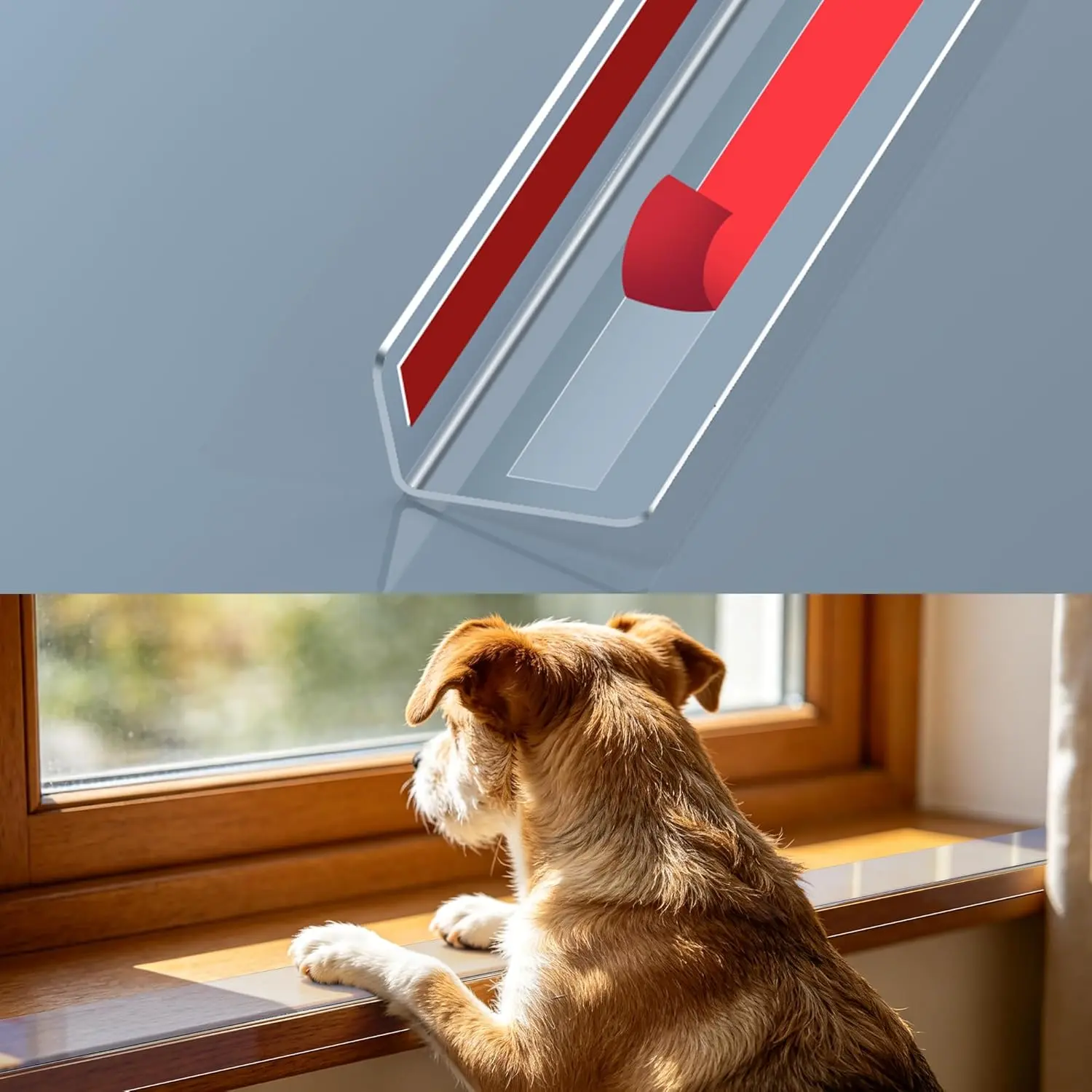 Heavy-Duty Window Sill Protector - -Free Pet Guard for Dogs & Cats, Scratch &  Resistant Clear Shield, Easy Peel & Stick, 35.5" x 2.25"   Pads