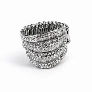 Silver Rhinestone Statement Ring – Multi-Row Sparkle