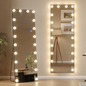 Vlsrka 61 "x 20" full length mirror with lights, Hollywood body mirror with light bulbs free standing, LED wall mirror for dressing, dimming & 3 color lighting (white) makeup  mirror