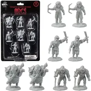 Halloween Fantasy Orc Mini Figures – 8 Unpainted Unique Designs – 1" Hex-Sized, Compatible with DND, Pathfinder & Tabletop RPGs