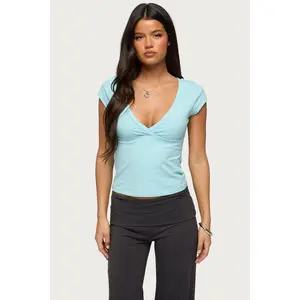 Penelopy Overlap V Neck T Shirt