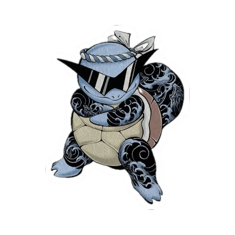 Poke Tattoo Sticker Squirtle Anime Vinyl Decal for Laptop Water Bottle Car Gamer Gift Durable 2x2 3x3 4x4 5x5 6x6 inch Versatile Uv