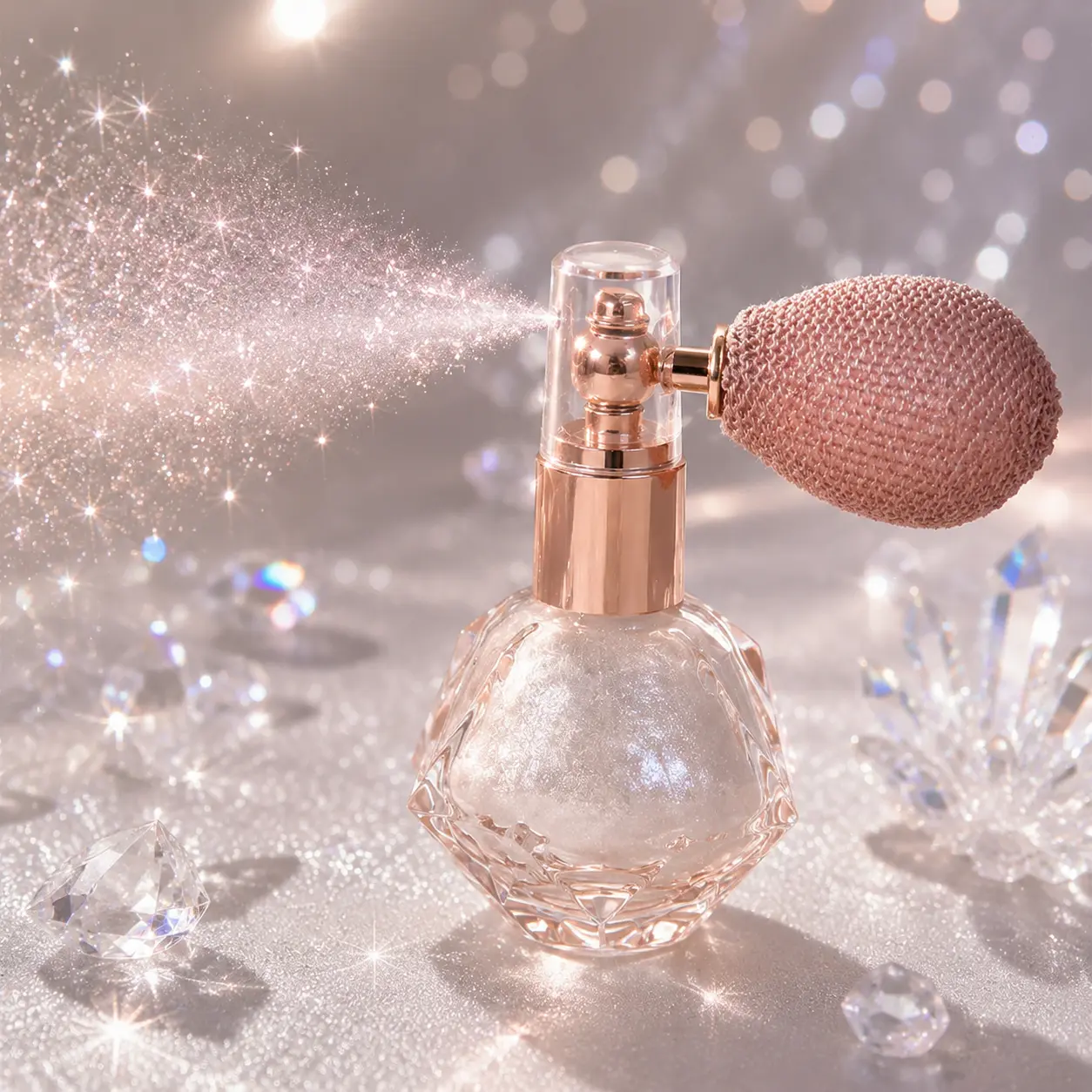 MIREDO Highlighter Powder Spray Magic Shimmer - For Body, Hair, Face, Lips - Sparkle Glitter Highlighter Makeup Powder - Lightweight - Long Lasting or Women Halloween Party or Daily Wear result glow