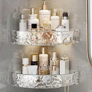 Bathroom shelf, bathroom triangle wall hanging shelf, transparent corrugated shelf, shelf for toiletries, kitchen corner, hook shelf, bathroom god shelf - let the bathroom bid farewell to clutter, improve the utilization of corner space