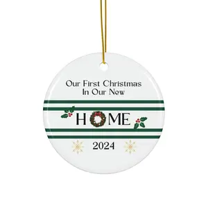 New Home Ceramic Ornament, Housewarming Gift, First Year in New Home Decor, Homeowner Ornament, Christmas Bauble Decoration