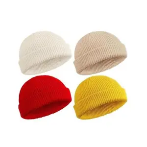 Fisherman's beanie men's short knitted sleeve beanie trawl beanie watch hat rolled edge skull hat suitable for both men and women knitted winter hat