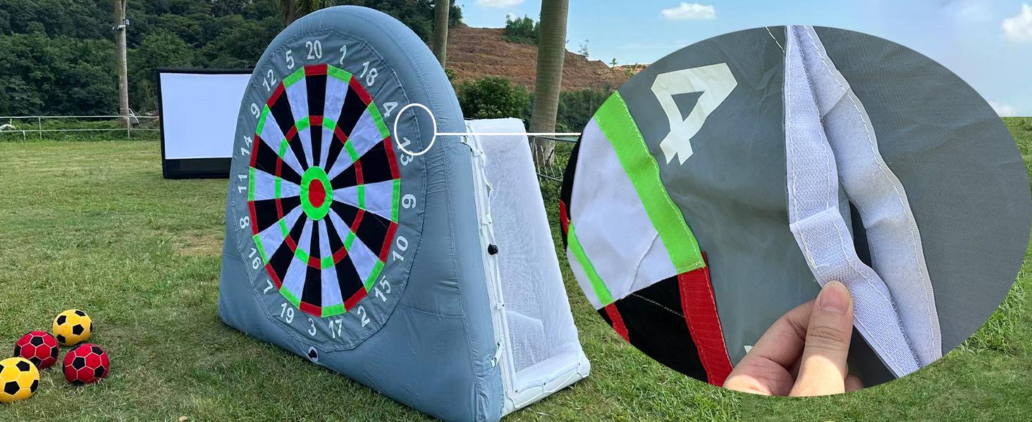 SAYOK Giant 6FT Inflatable Soccer Dart Board Game Set - PVC/Oxford Cloth with Dual-Layer Armor Design, 6 Balls, Pump, 18+ Games Included, for Backyard Birthdays, Tailgates (All Ages)