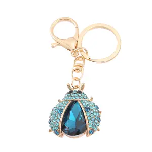 Summer Multicolor Rhinestone Ladybug Keychain, Alloy Crystal Bag Charm & Car Pendant, Cute Insect Accessory