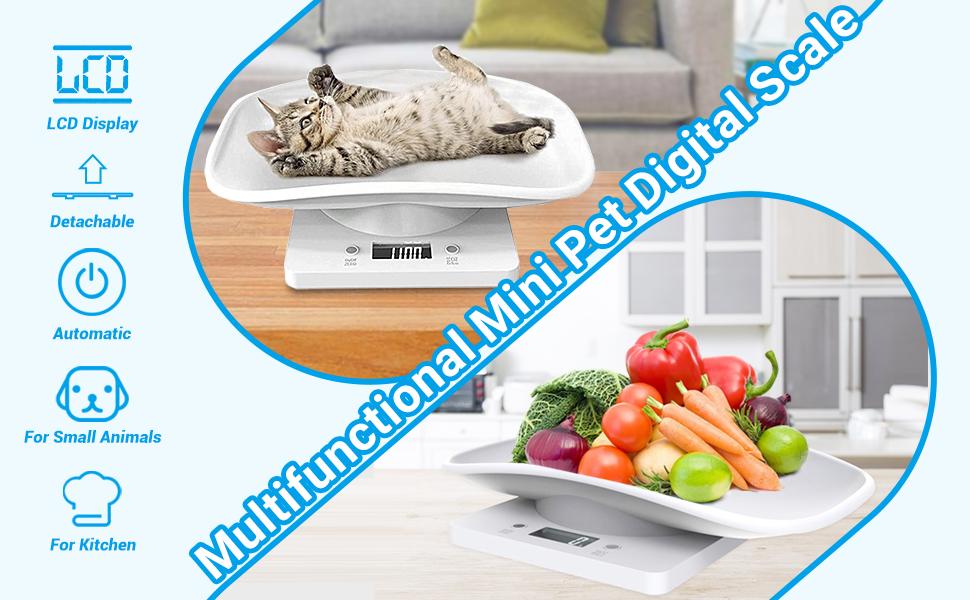 Digital Pet Scale for Small Animals, 33lb/15kg Pet Weight Scale with 1g Precision, LED Display, Puppy & Kitten Scale, Reptile, Guinea Pig & Rabbit Scale with Tare Function for Home & Vet