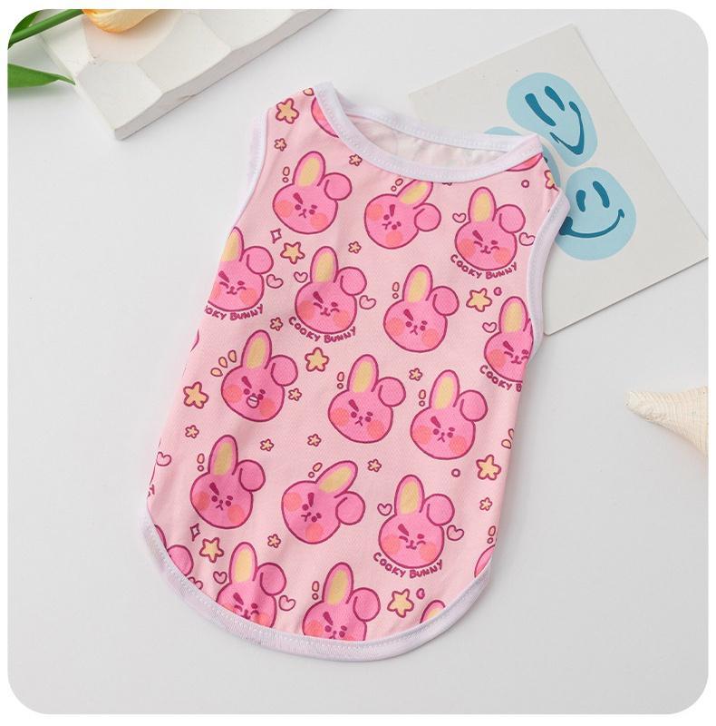 Cute Printed Dog Clothes for Shih Tzu Male and Female Cartoon Pet Vest Summer Cat Tshirt Puppy Tank Top Clothing