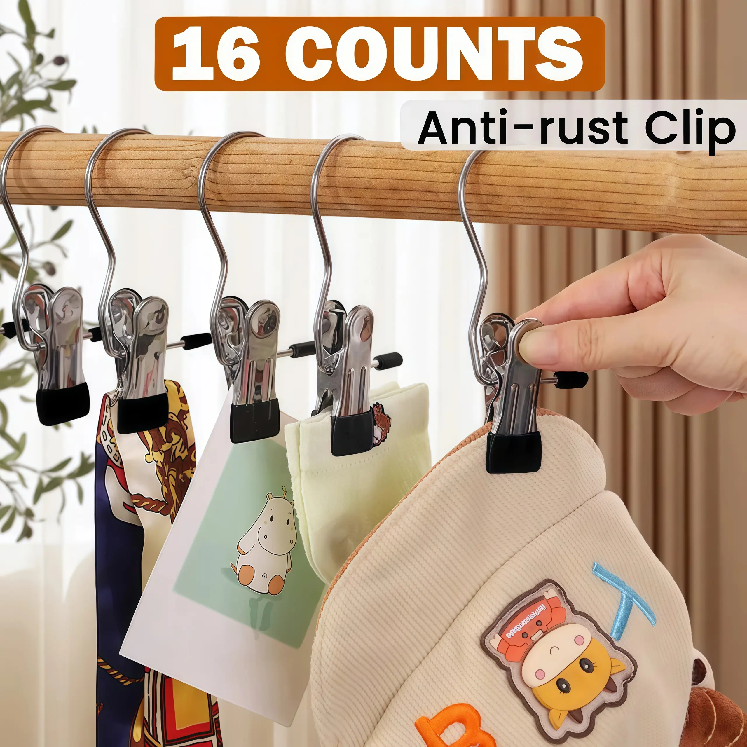 16 boot hook clips, premium hook clip clips, space saving hooks, rust proof hooks for home travel, heavy-duty wardrobe hook managers, clips, socks, wardrobe towel clips, pants, socks, handbags, hats, stainless steel
