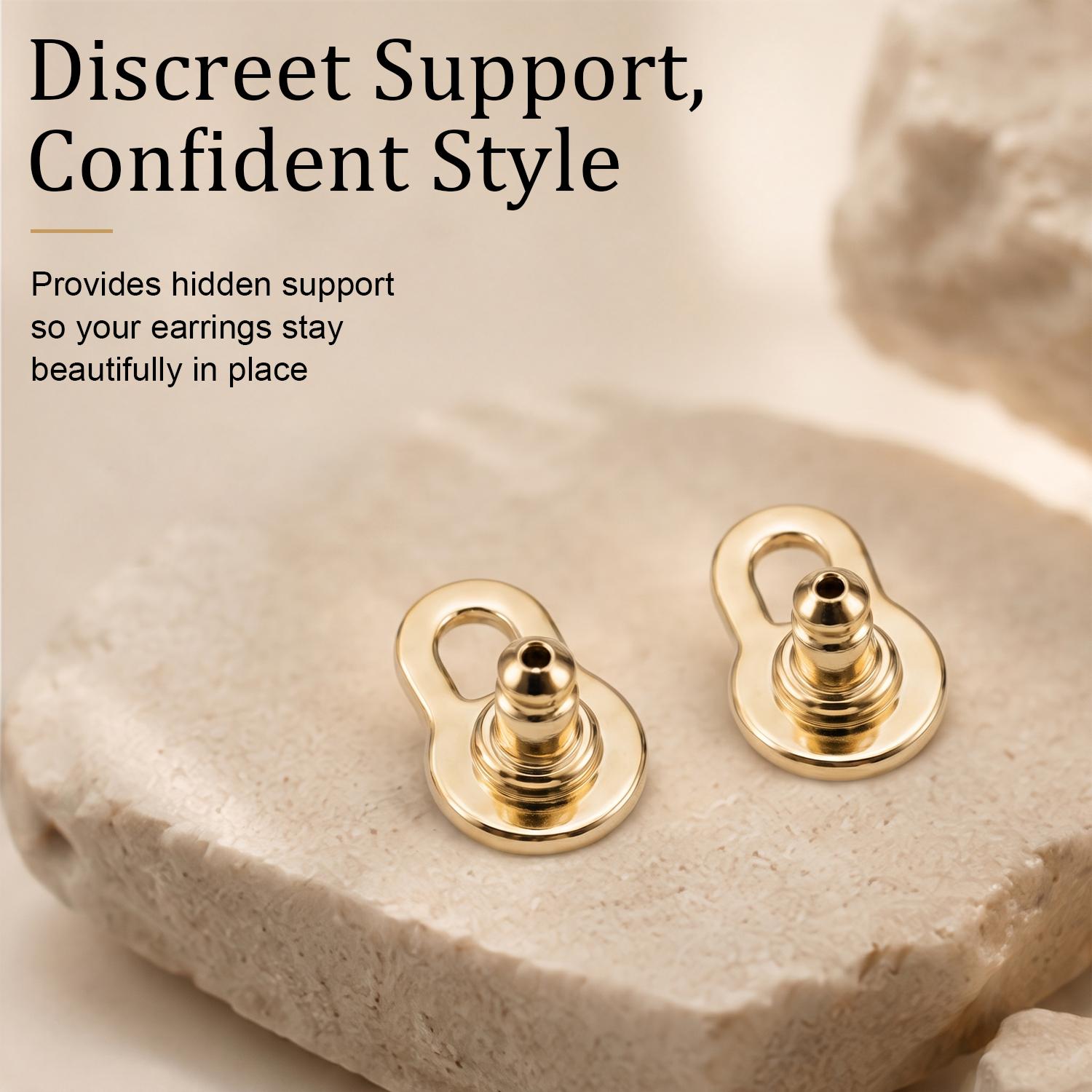 2 PCS 14K Earring Lifter Earring Backs Flat Support Back Buckle with Locking Function for heavy earrings Fashion Jewelry Accessories for Girl Women