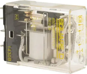 Square D Electromechanical Plug-in General Purpose Relay 12 Amp at 240 VAC, SPDT, 12 VDC 8501RSD41V51