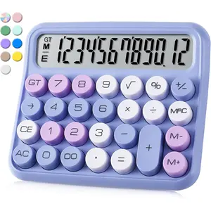 Mechanical  Calculator,Purple Calculator Cute 12 Digit Large LCD Display and Buttons,Calculator with Large LCD Display  for Everyday Life and Basic Office Work
