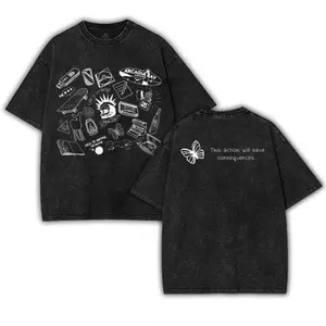 Life is Strange Game Washed 2 sided printed Oversize Unisex Cotton tee game merch retro black