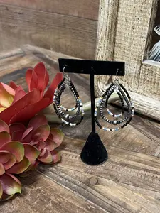 Burlington Black Beaded Teardrop Earrings