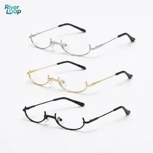 Anime cosplay lower half frame glasses decorative eyes retro lens free frame glasses