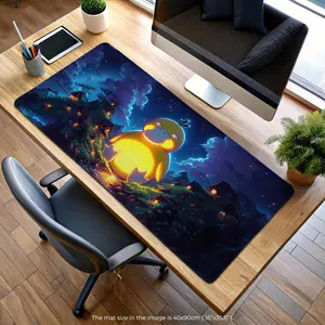 Psyduck's Mystic Glow Desk Mat - Illuminate Your Space with Pokémon Magic Smooth Surface