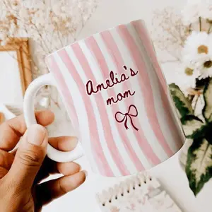 [Sale off up to 50%] Personalized Grandma Stripe Mug, Coquette Striped Name Mug Gifts, Mother's Day Gift for Nana, 11oz & 15oz ceramic mug