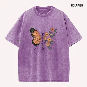 Holafish Women's Short-Sleeve Casual Cotton Unisex Top - Vintage Mineral Wash, Soft Lightweight Breathable Fabric, Modern Daily Silhouette, Essential for Versatile Occasions (Pair with Jeans, Jackets, Coats)