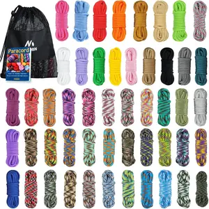 50 Colors Paracord Combo Kit with Instruction Multifunction Parachute Cord with 28 Paracord Accessories for Making Paracord Bracelets Lanyards Dog Collars