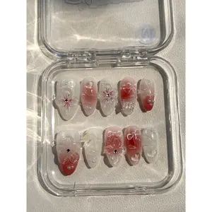 BHI Handmade Almond nails Press-On Nails – Reusable 3D Acrylic, Salon-Quality Design for a Long-Lasting, Natural Finish |                             Perfect for an Effortless At-Home Manicure