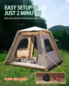 Inflatable Camping Tent for 4 Person – Waterproof Air Tent, Easy Setup Family Tent for Outdoor Camping, Hiking & Travel