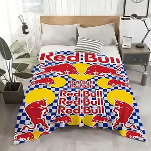 Brand Red Bull Throw Ultra Soft Flannel Throw Blanket - Kid Friendly Warm Anti-Static Medium Thickness | All Season Machine Washable Fade Resistant for Couch Bed Home Decor