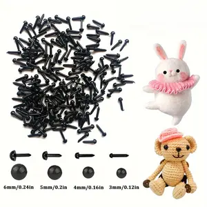 [Mini Plastic Eyes] 300pcs Mini Black Plastic Eyes | for Sewing Small Ball Craft Eyes for Needle Felting Bears Dolls Puppet Plush Animal Sewing Making (No Washers or Backs)